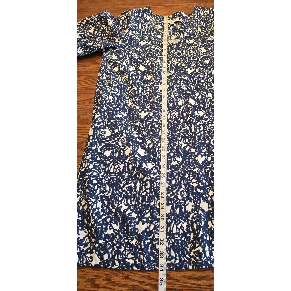 Evereve Shay Dress Womens Size Small Navy Blue &White Pockets V-Neck Puff Sleeve - Picture 10 of 11